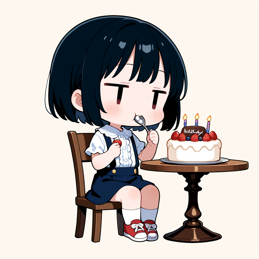 バースデイケーキを食べる