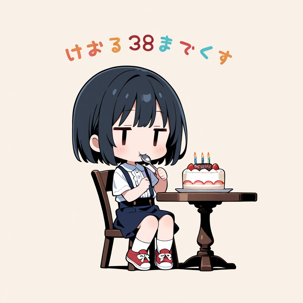 バースデイケーキを食べる