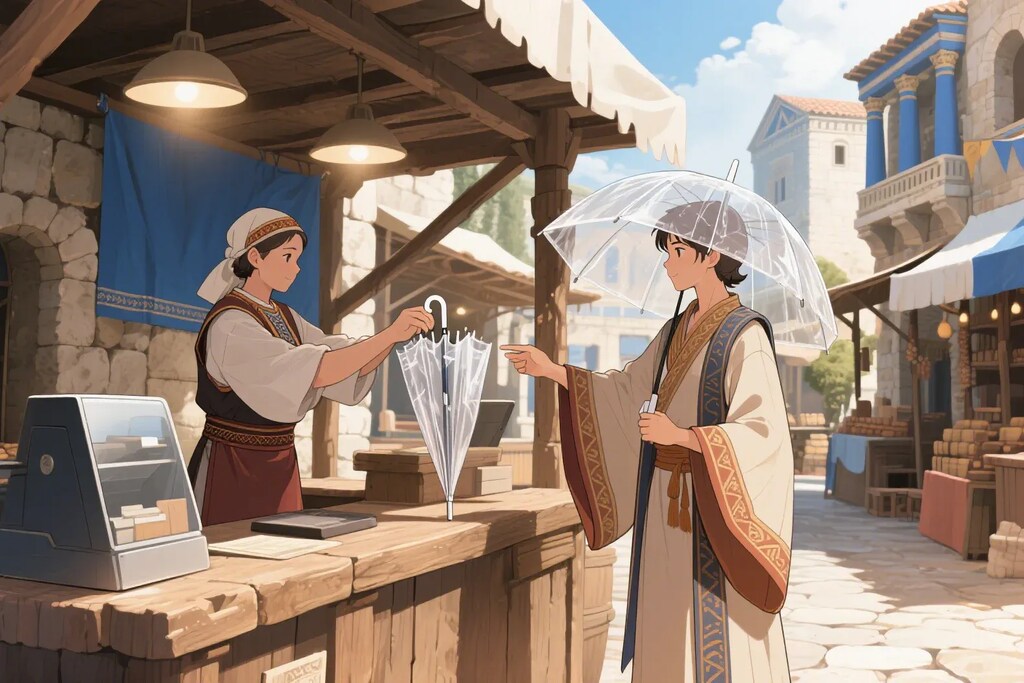 ビニール傘を買う古代ギリシャ人