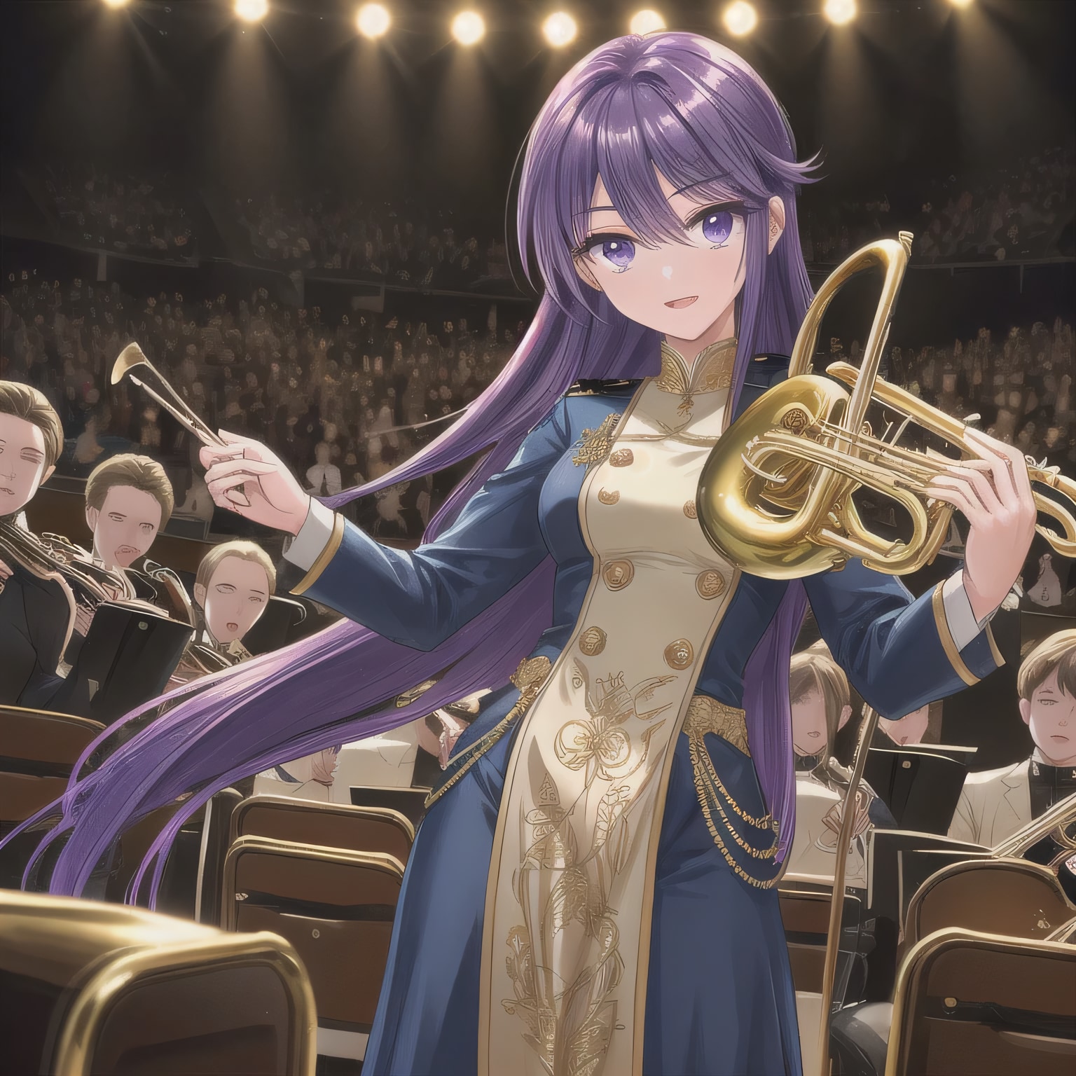 紫髪ロングでブラスバンドの少女８ | の人気AIイラスト・グラビア