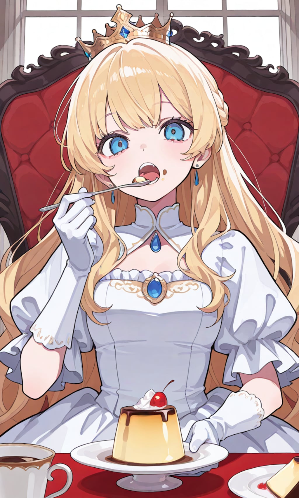 プリンを食べる王女