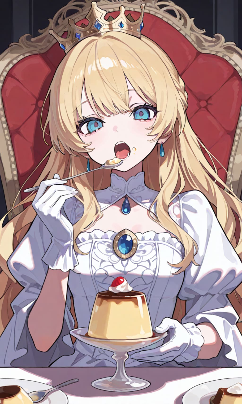 プリンを食べる王女