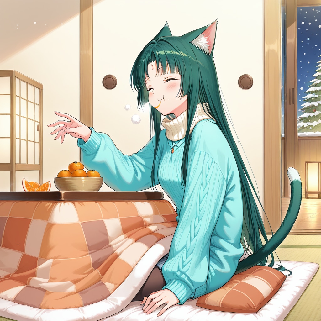 猫とみかんの午後