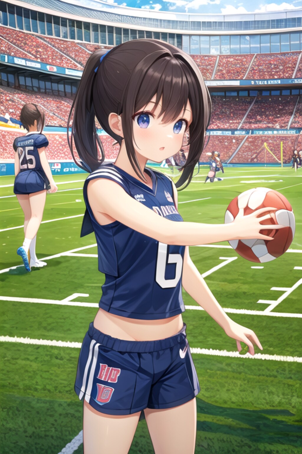 ○ートボールを作る女の子[フートボール]