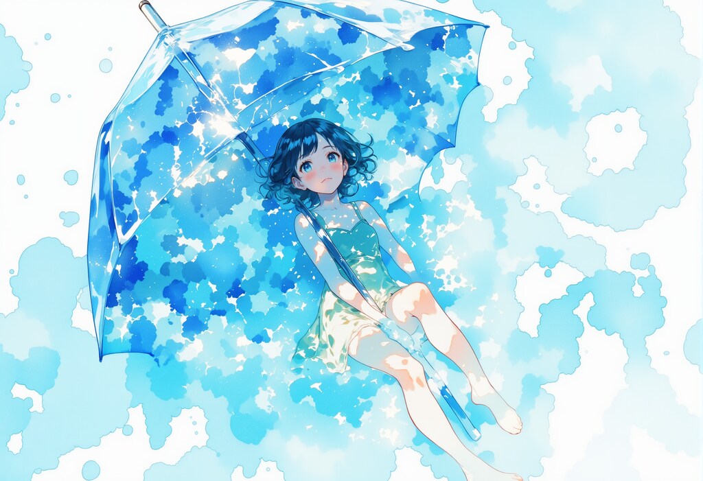 透明な傘と女の子 2