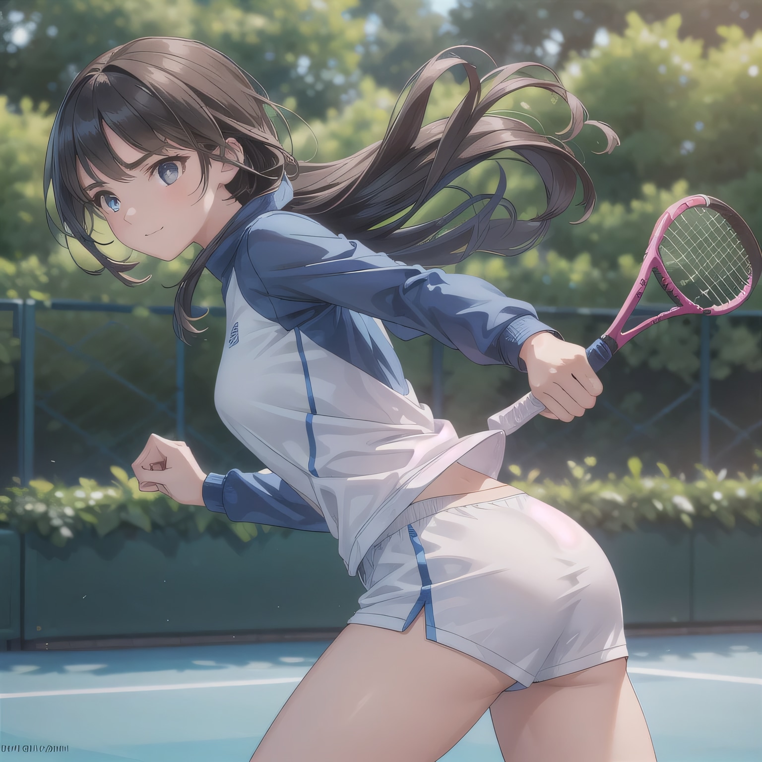 黒髪ロングでテニスウェアの少女１８ | の人気AIイラスト・グラビア