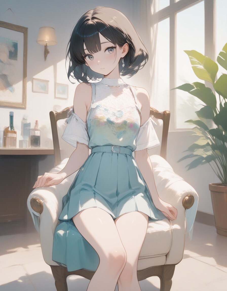 椅子に座っている子 | の人気AIイラスト・グラビア