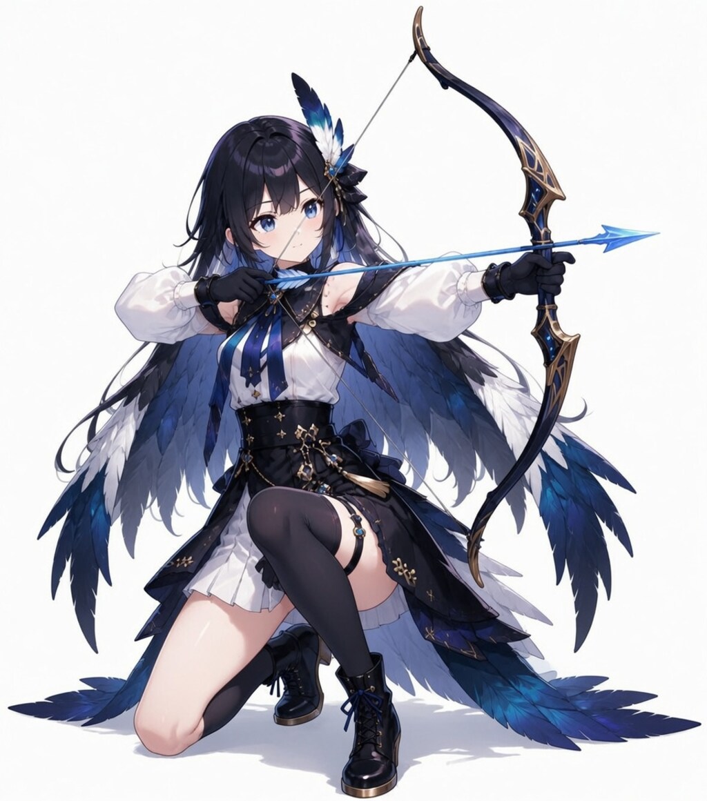 凛々しく弓を引くかささぎちゃん