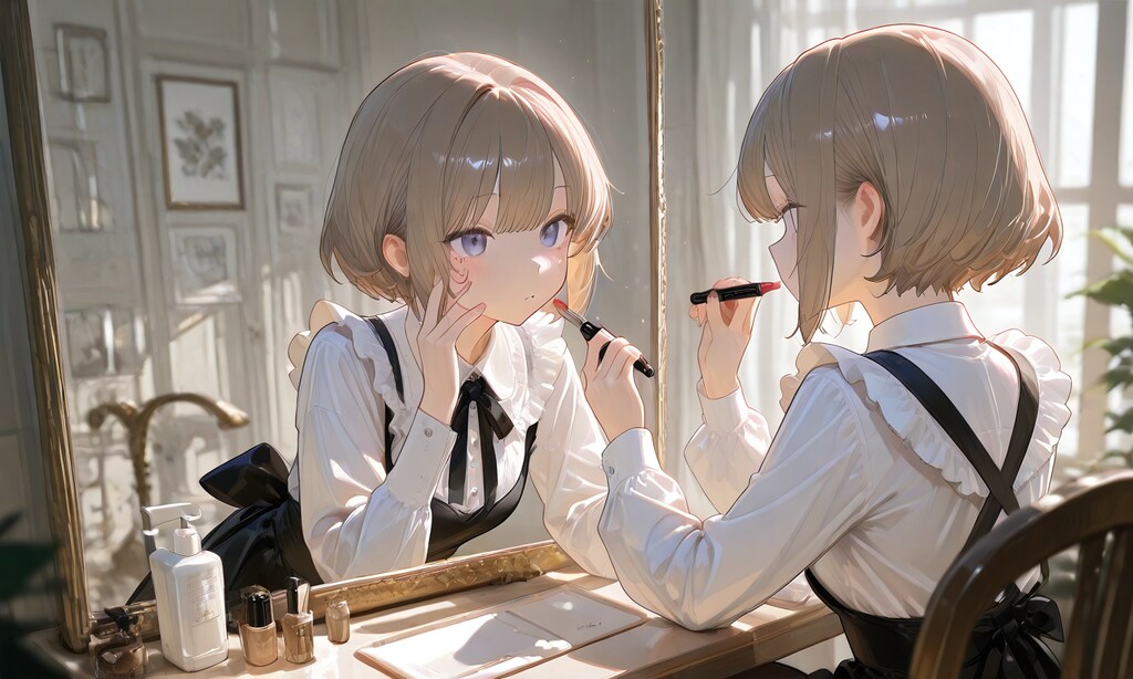 リップスティックっを当てて