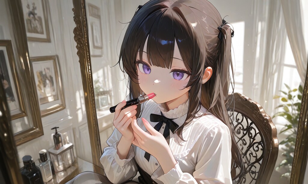 リップスティックっを当てて