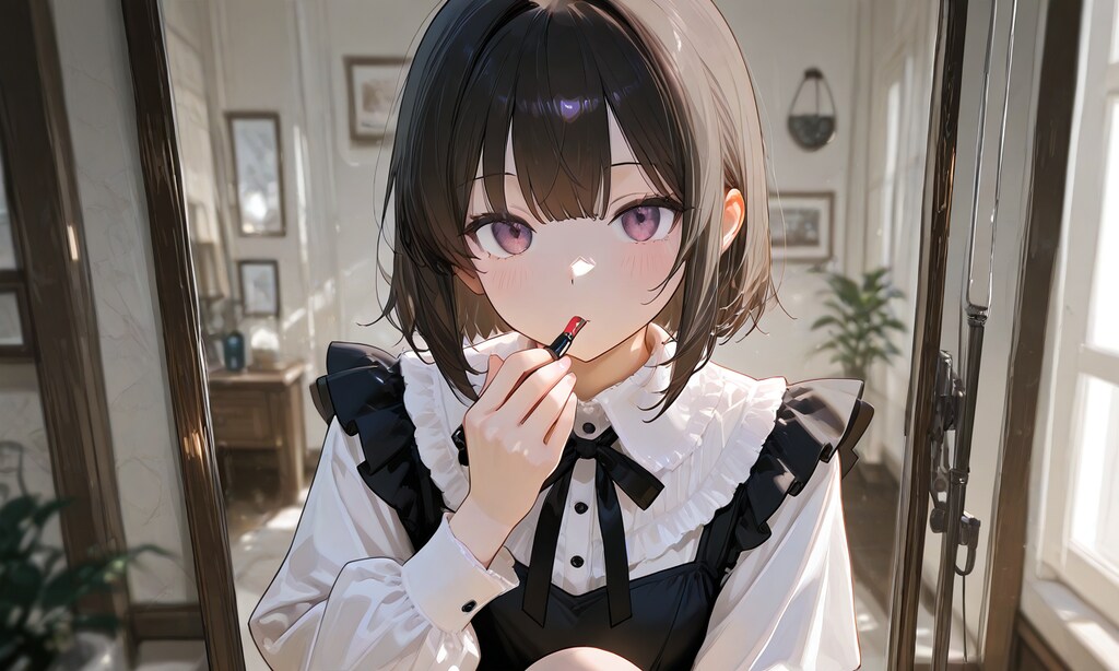 リップスティックっを当てて