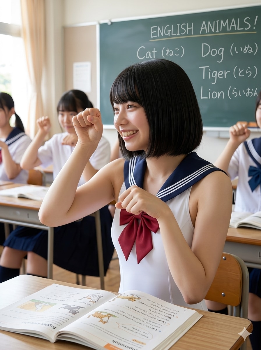 夏季講習の教室に舞い降りた“100％ピュアな夏の天使たち”！！眩しすぎる笑顔と涼しげな“スク水×制服の融合体”に、僕の心拍数が限界突破でフルス勃ットル中！！🍆💦✨