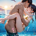 [8枚] 「彼はわざと深いところに行くのよ！ざーんねん！私だって吊橋効果のことは知ってるんだから！だからあなたにドキドキするのは元からってわけ！イクぅううう♥」（水と少女・大人向け１１０） 3枚目