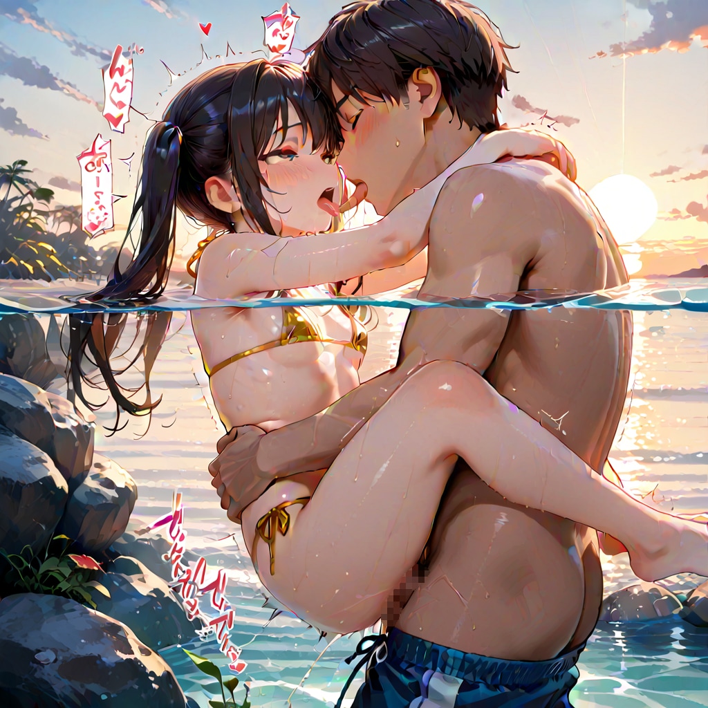 [8枚] 「彼はわざと深いところに行くのよ！ざーんねん！私だって吊橋効果のことは知ってるんだから！だからあなたにドキドキするのは元からってわけ！イクぅううう♥」（水と少女・大人向け１１０）
