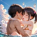 [8枚] 「彼はわざと深いところに行くのよ！ざーんねん！私だって吊橋効果のことは知ってるんだから！だからあなたにドキドキするのは元からってわけ！イクぅううう♥」（水と少女・大人向け１１０） 2枚目