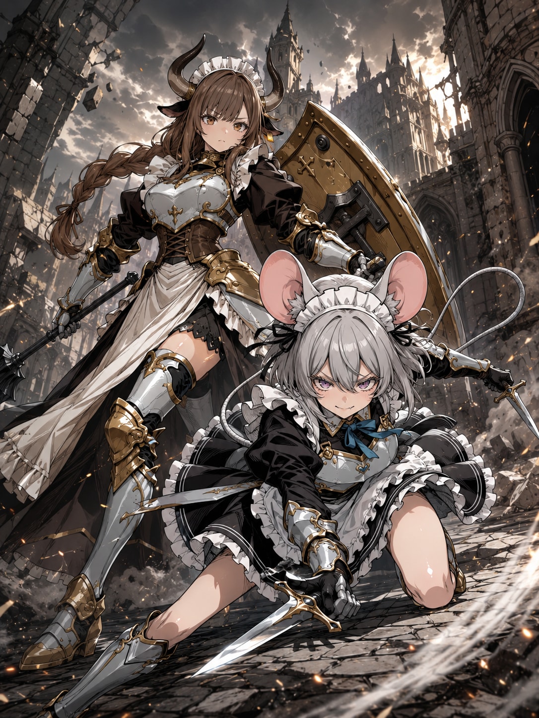 子（ねずみ）、丑（うし）十二支アーマーメイド