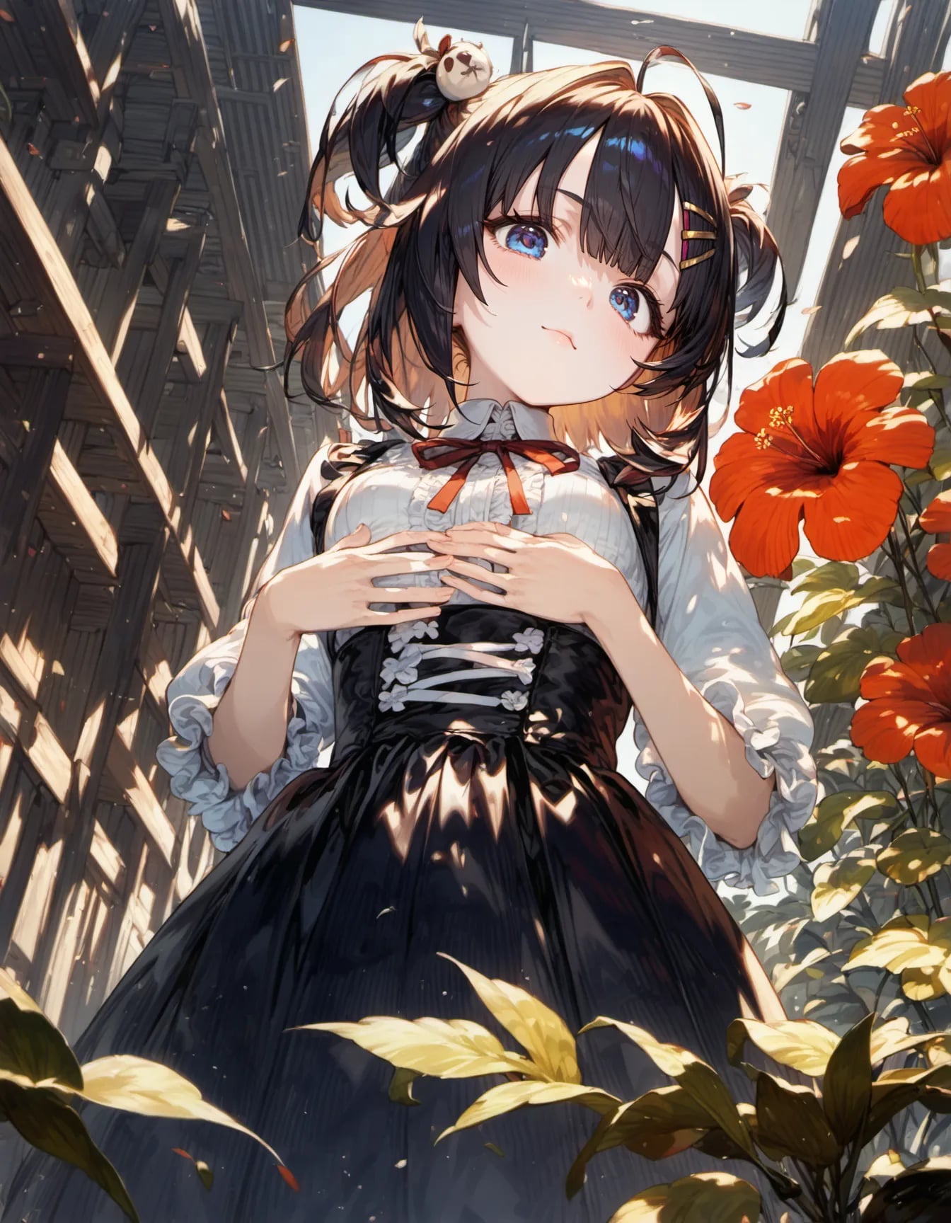 Crimson Bloom Beneath the Steel Sky