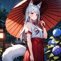 お狐様と雨の紫陽花園 3枚目