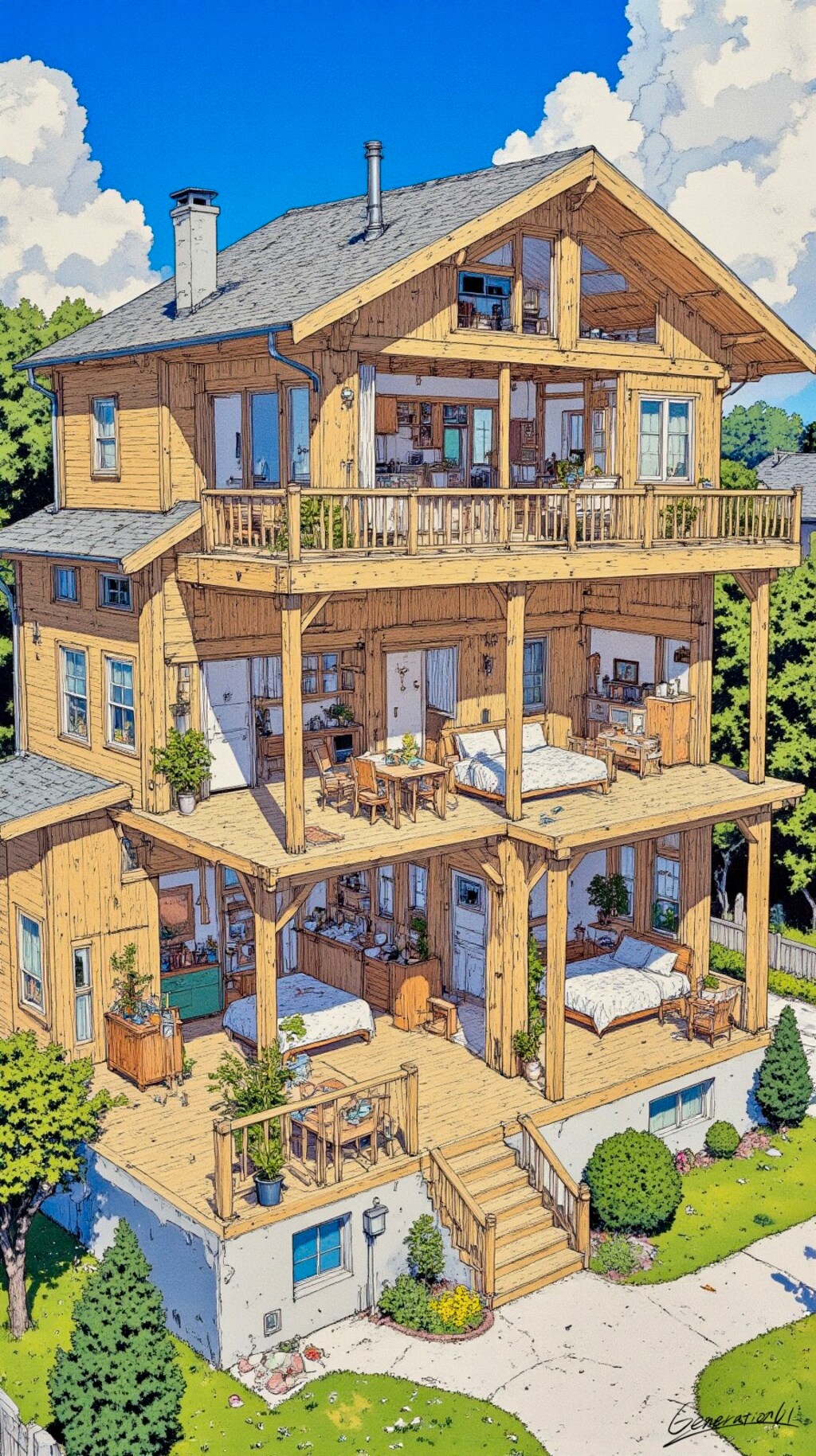 開放感あふれるオープンウッドハウス／スマホ壁紙アーカイブ