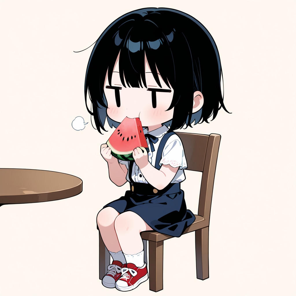 スイカを食べる