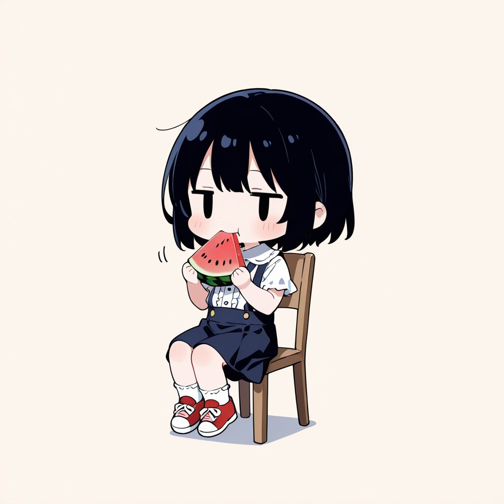 スイカを食べる