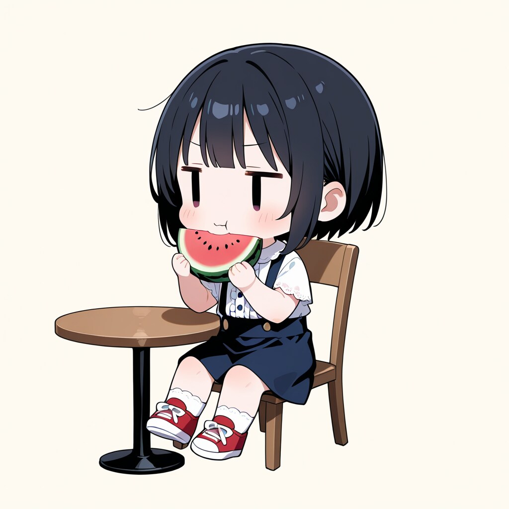 スイカを食べる