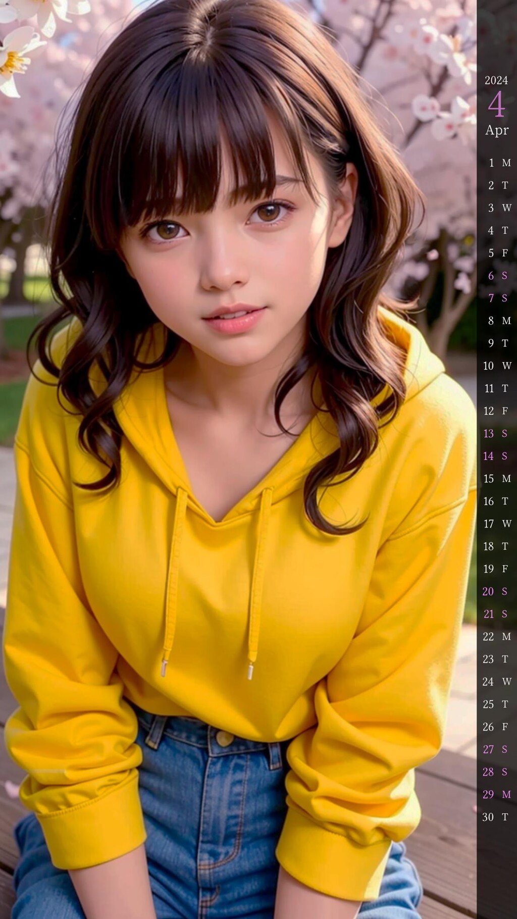 【スマホ壁紙】2024年4月のカレンダー