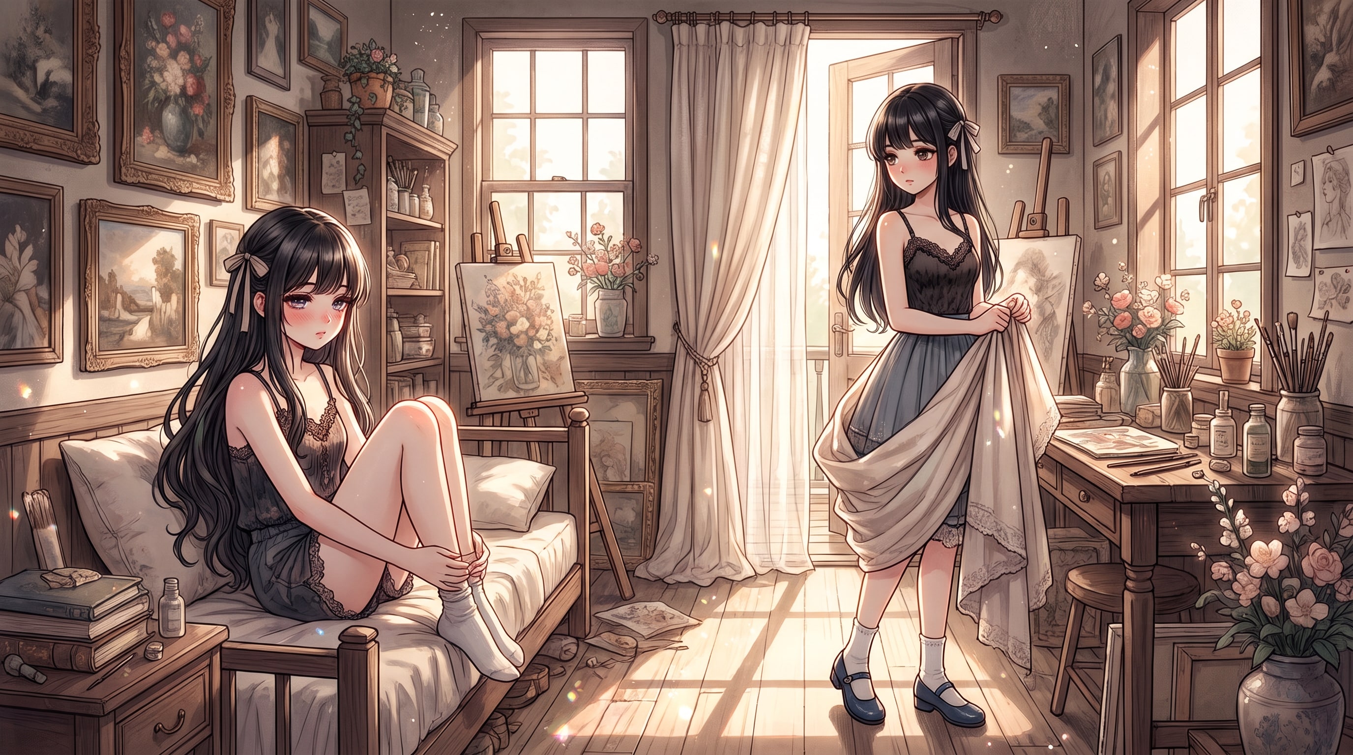 陽影画室の双姫 | の人気AIイラスト・グラビア