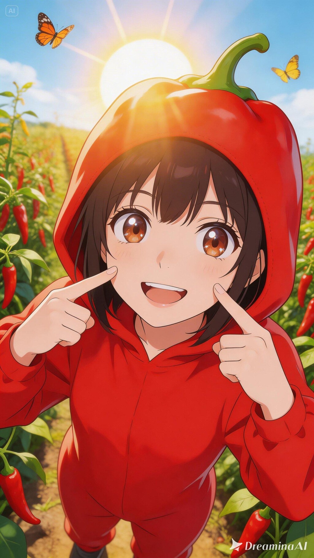 赤唐辛子のきぐるみを着た女の子（Seedream 5.0）（Seedream 5.0Lite）（ChatGPT）（GEMINI）（SDXL）