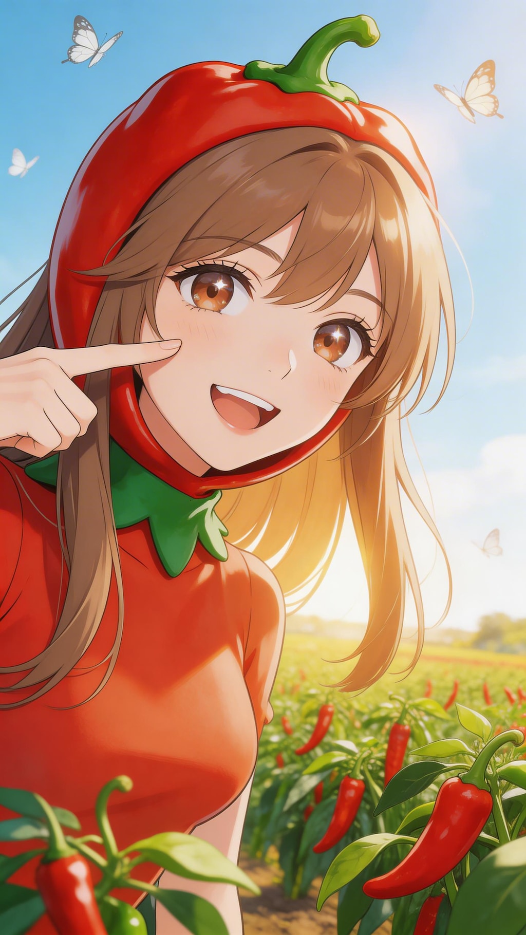 赤唐辛子のきぐるみを着た女の子（Seedream 5.0）（Seedream 5.0Lite）（ChatGPT）（GEMINI）（SDXL）