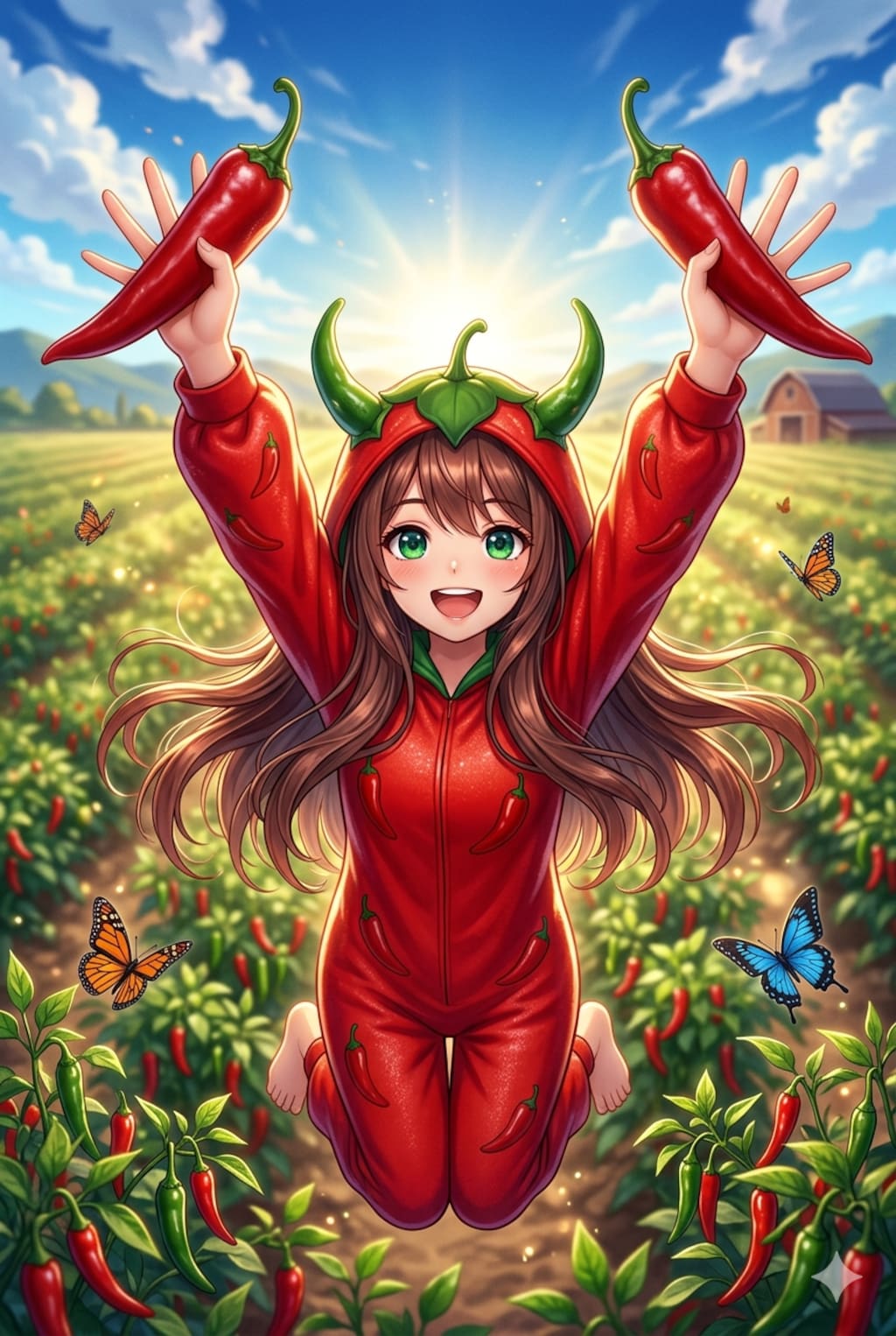 赤唐辛子のきぐるみを着た女の子（Seedream 5.0）（Seedream 5.0Lite）（ChatGPT）（GEMINI）（SDXL）