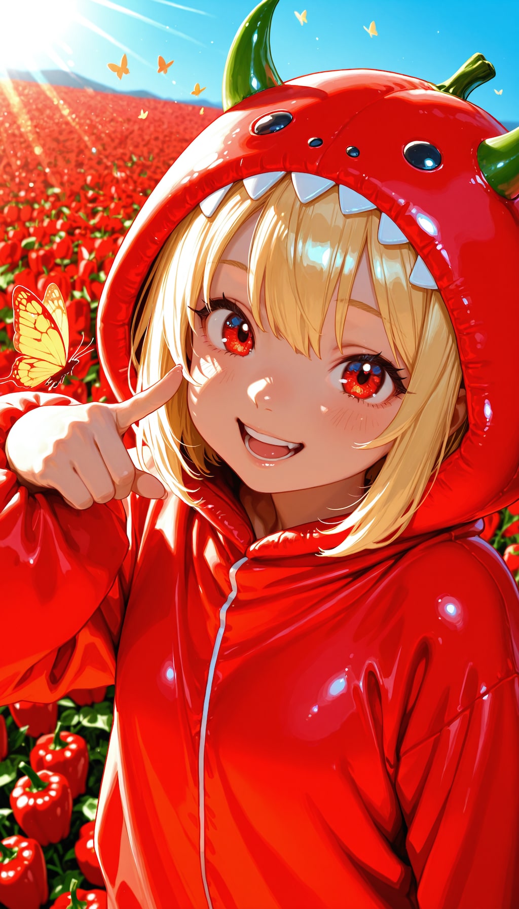 赤唐辛子のきぐるみを着た女の子（Seedream 5.0）（Seedream 5.0Lite）（ChatGPT）（GEMINI）（SDXL）