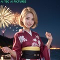 着物で花火 AI Pictures 116 3枚目