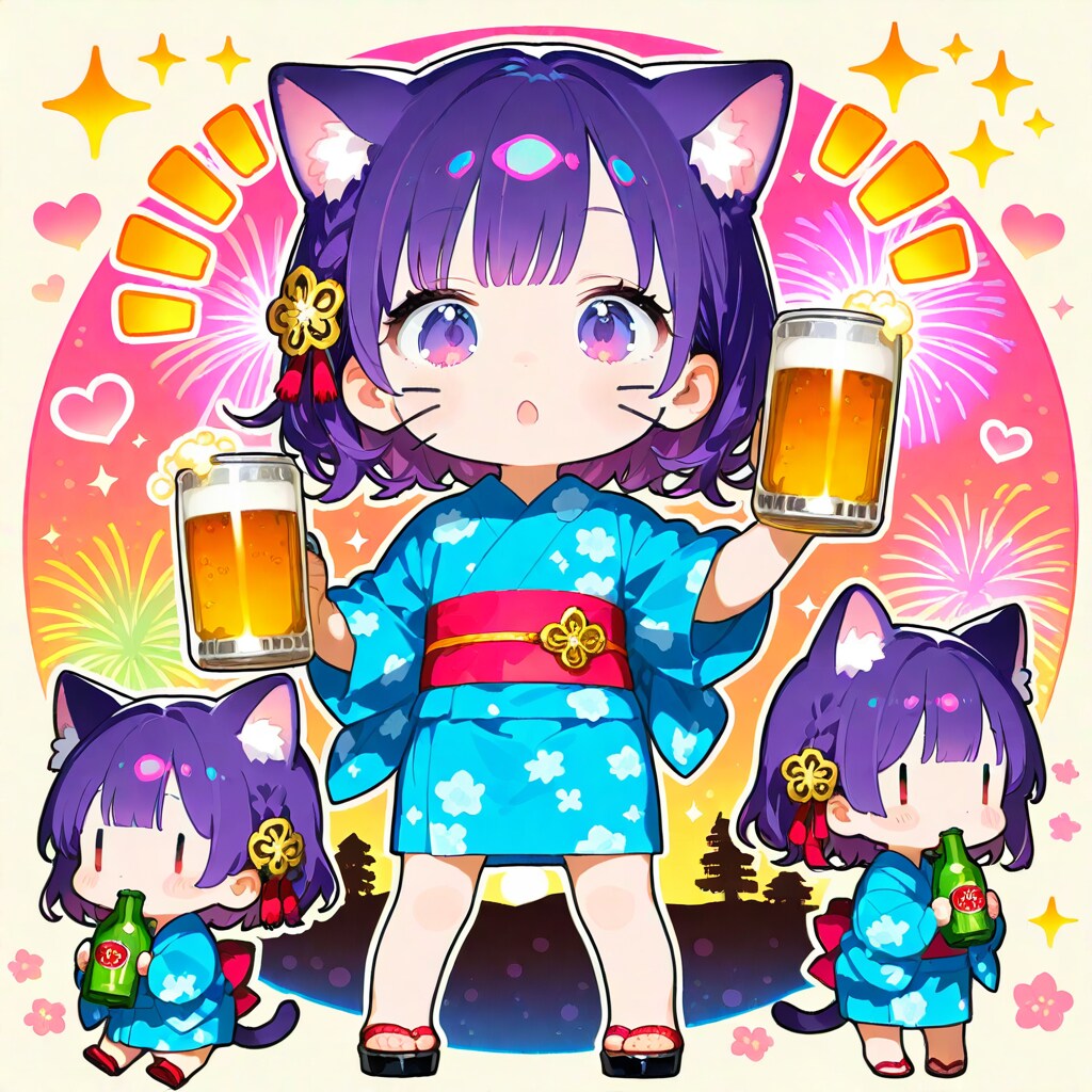 紫髪ちゃんと花火