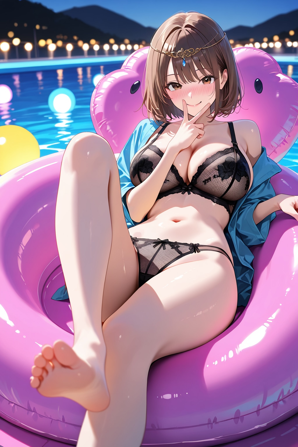 セクシー・インナーで♡　ぷかぷかしてるお姉さん