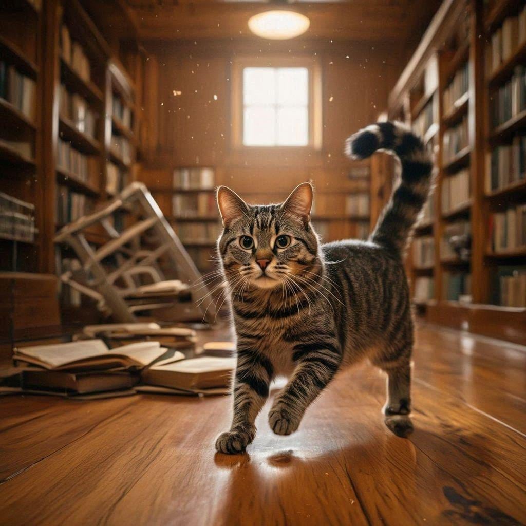 図書館にいる猫
