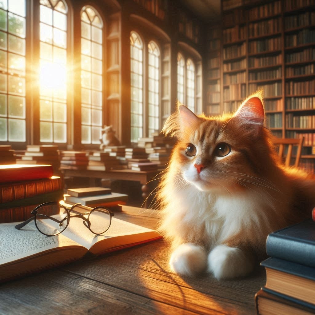 図書館にいる猫