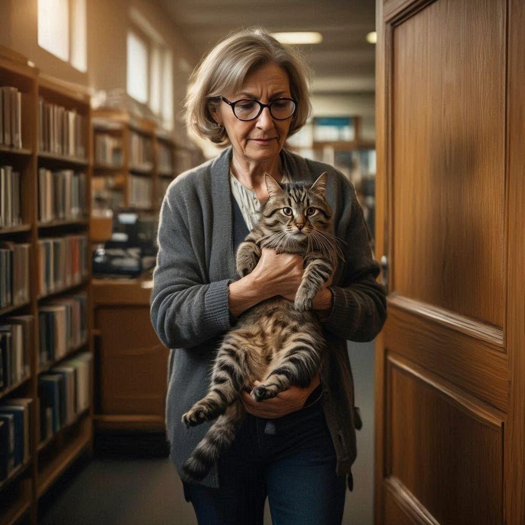 図書館にいる猫