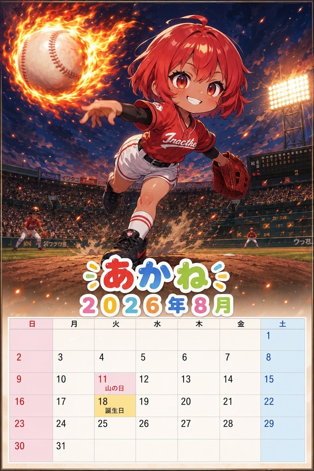 ウチの娘カレンダー８月