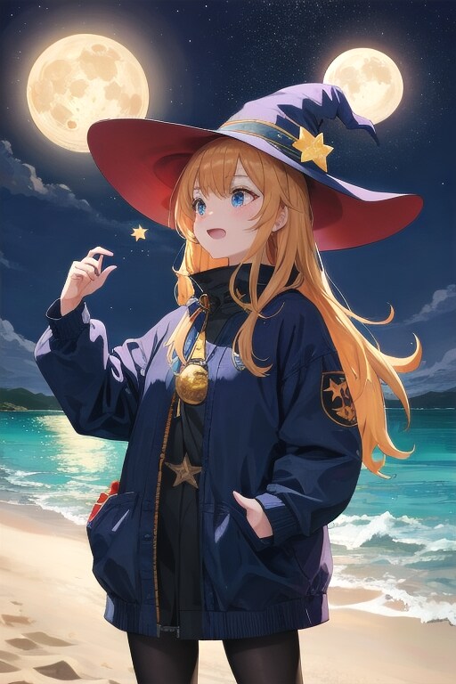 砂浜の魔女と月