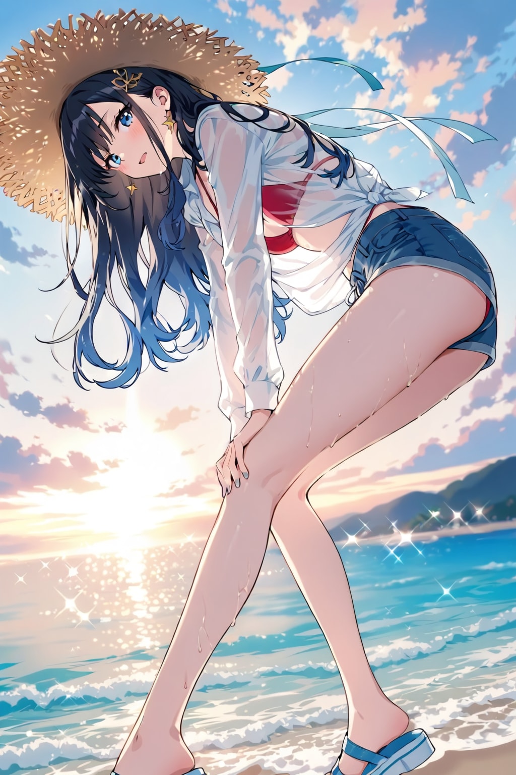 水着の上に着ています