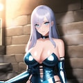 銀髪ロング女王様ちゃんブルーメタリックボンデージ NovelAI 3枚目
