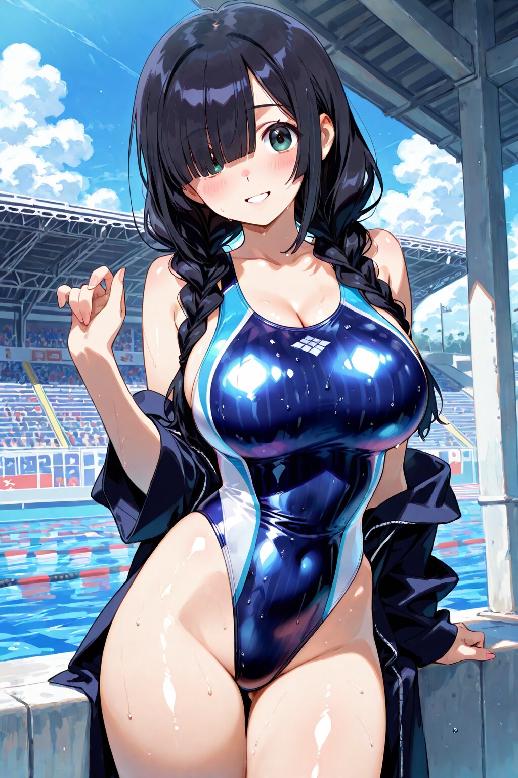 真面目に水泳部員してる♪学園潜伏中の女子生徒擬態型ハイレグ女戦闘員ちゃん♪