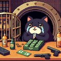 ドット絵ファンタジー、懇願する黒猫銀行強盗🥺ぴえん 3枚目