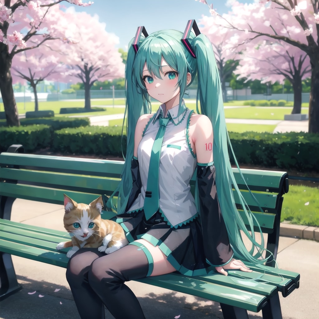 初音ミクと猫 | の人気AIイラスト・グラビア