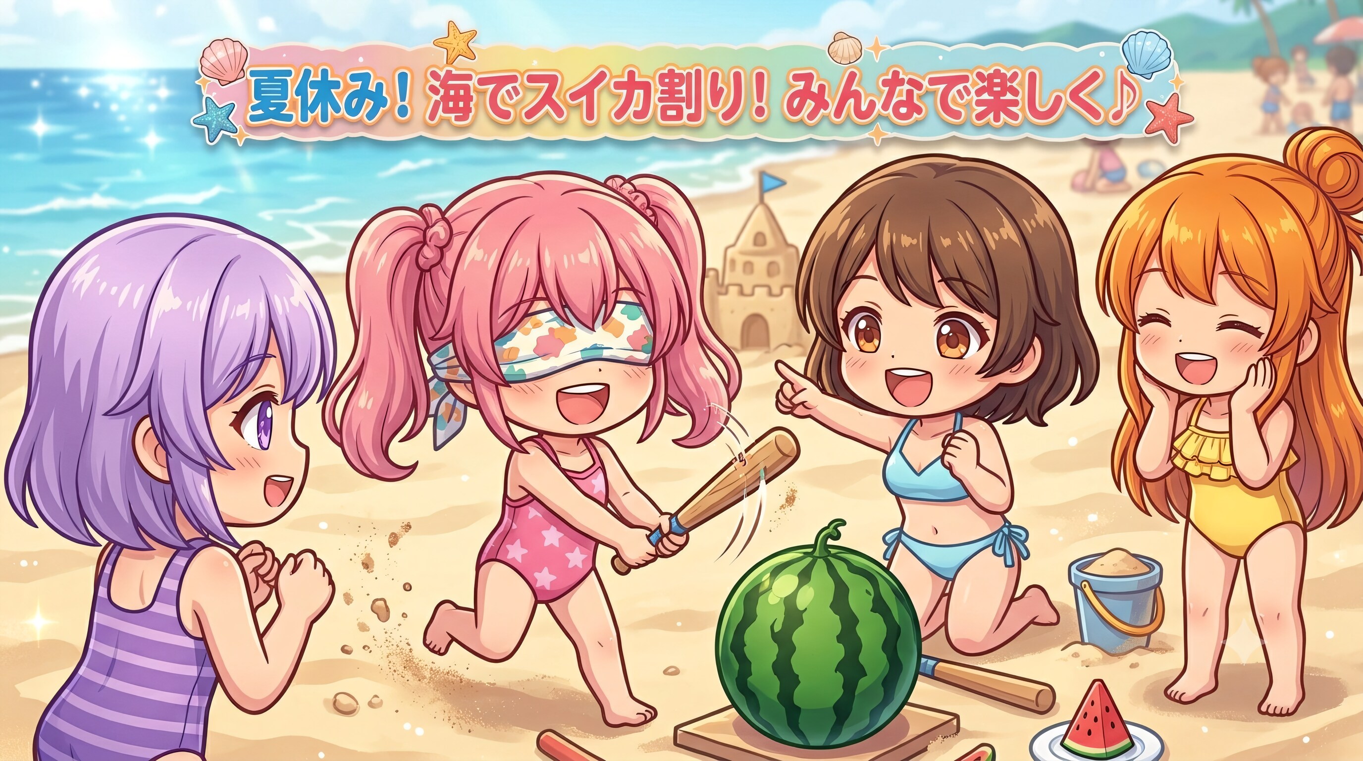 今日の夏休み（海でスイカ割２）