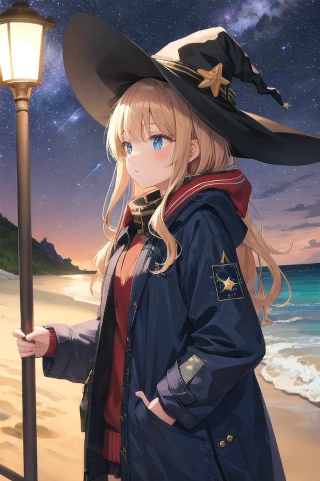 砂浜の魔女と星空