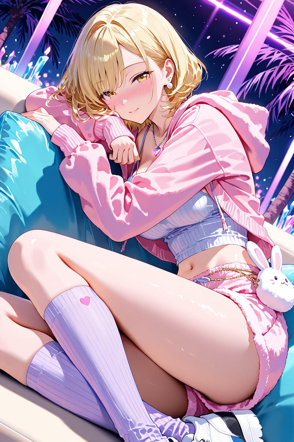 ピンクのフーディーでまったりタイム♡　ふわふわパーカー大好きお姉さん