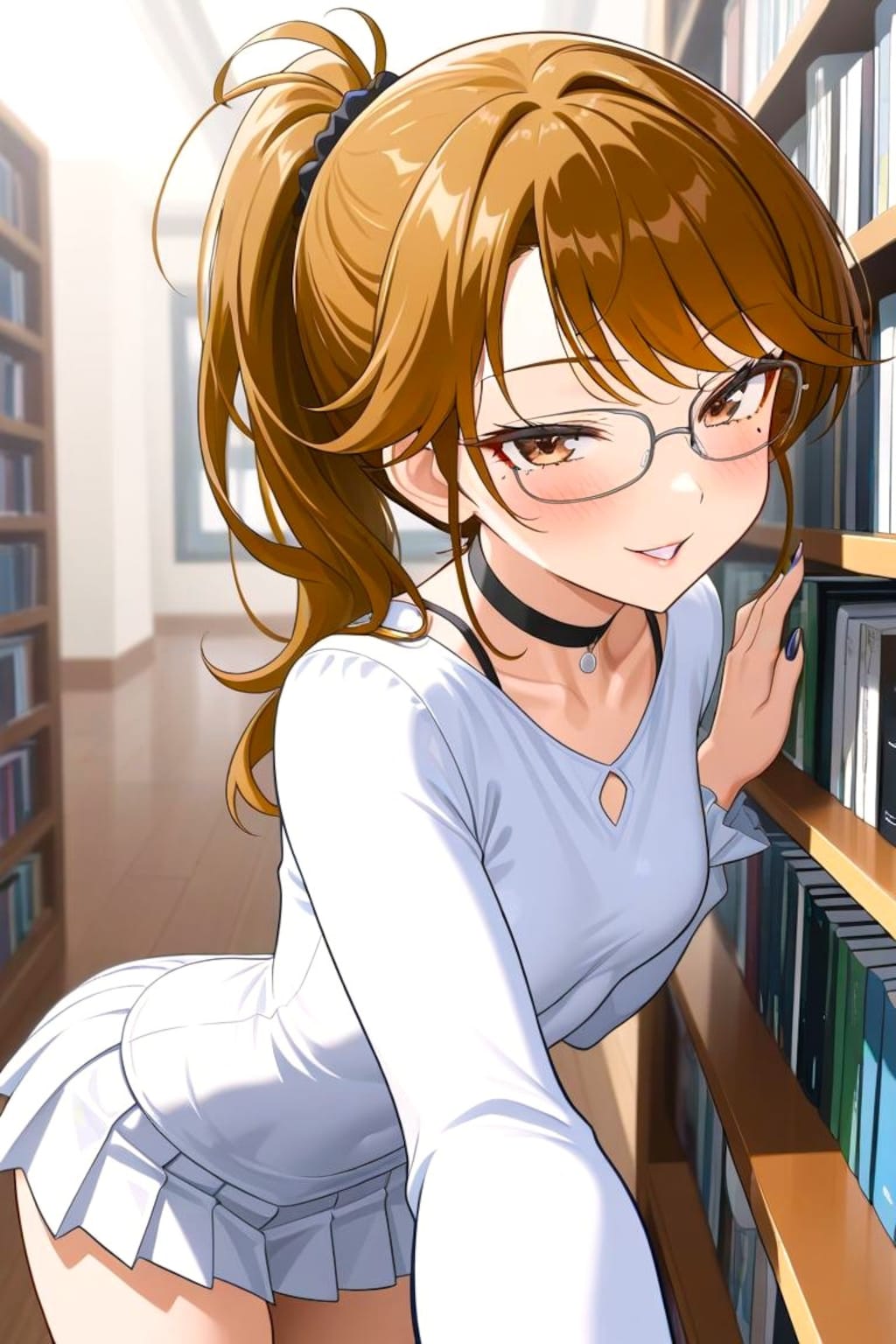 図書館にて