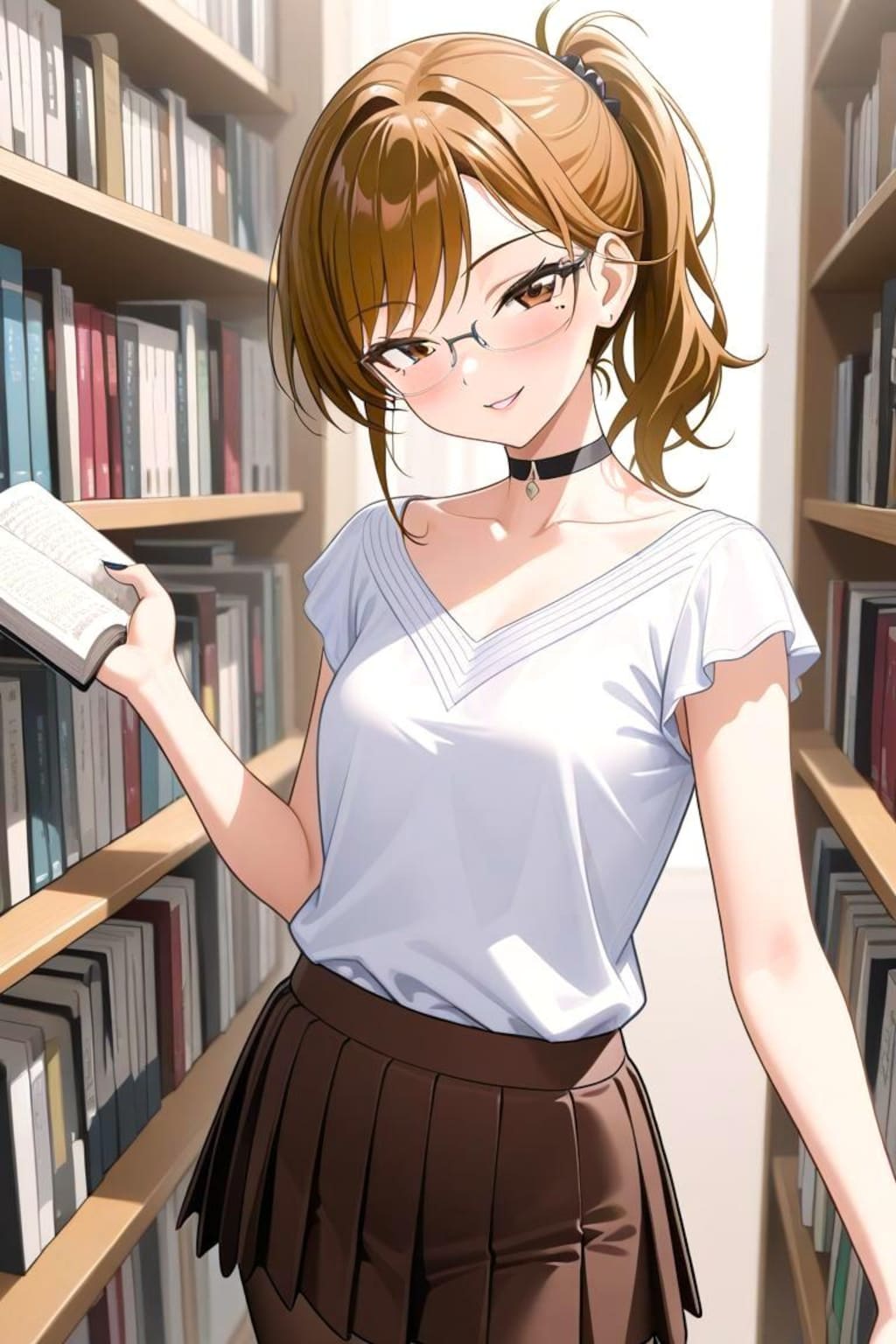 図書館にて
